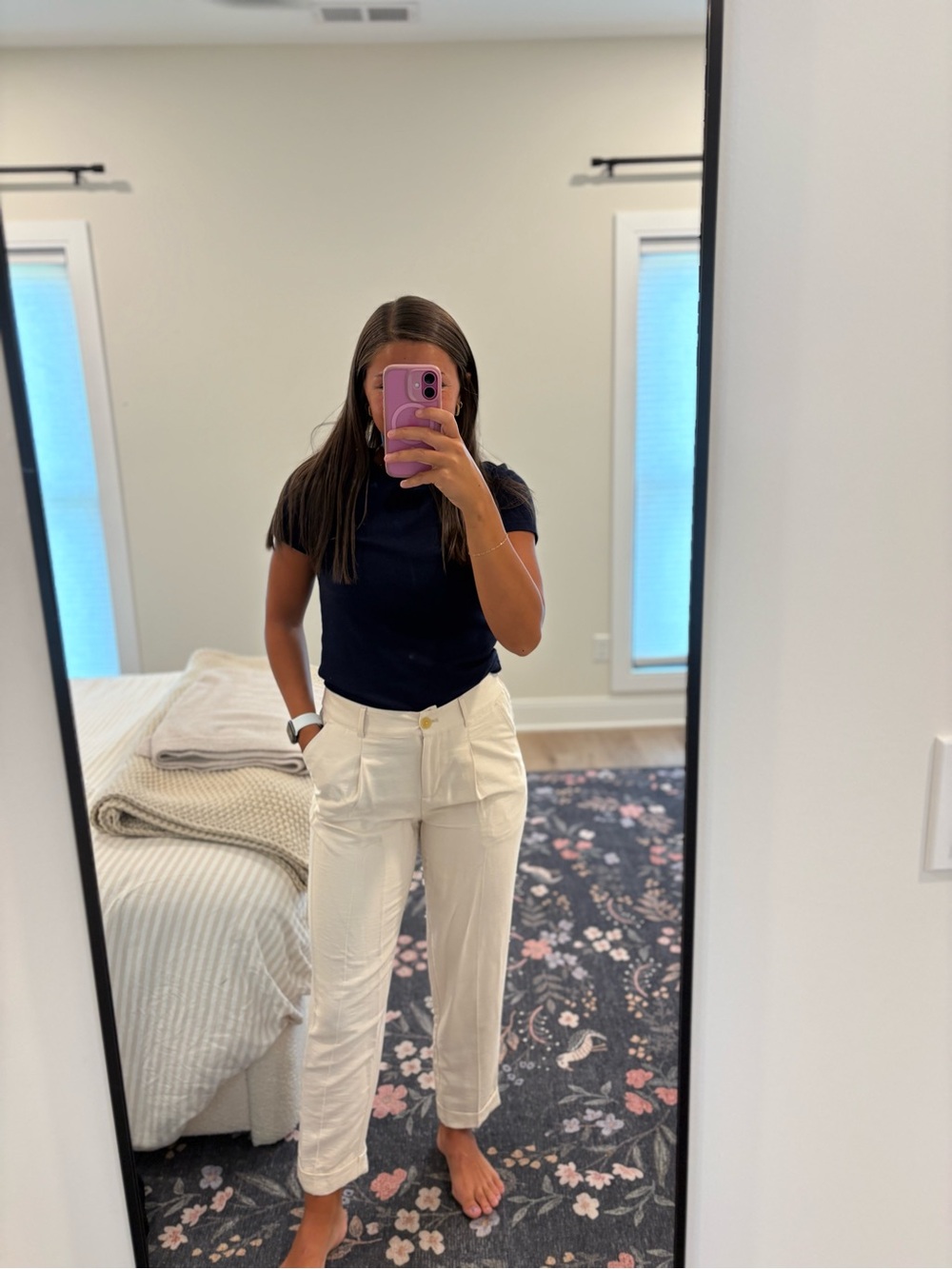 LOFT Cream Straight-Leg Dress Pants Size XS